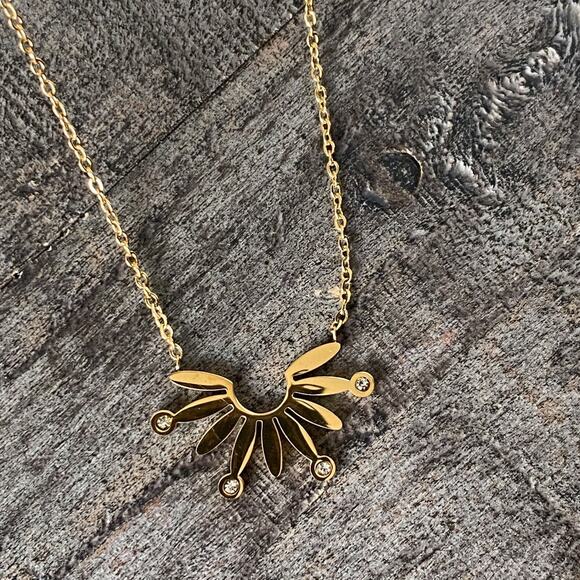 NEW Abstract Sunrise Gold Layering Necklace - Picture 5 of 16